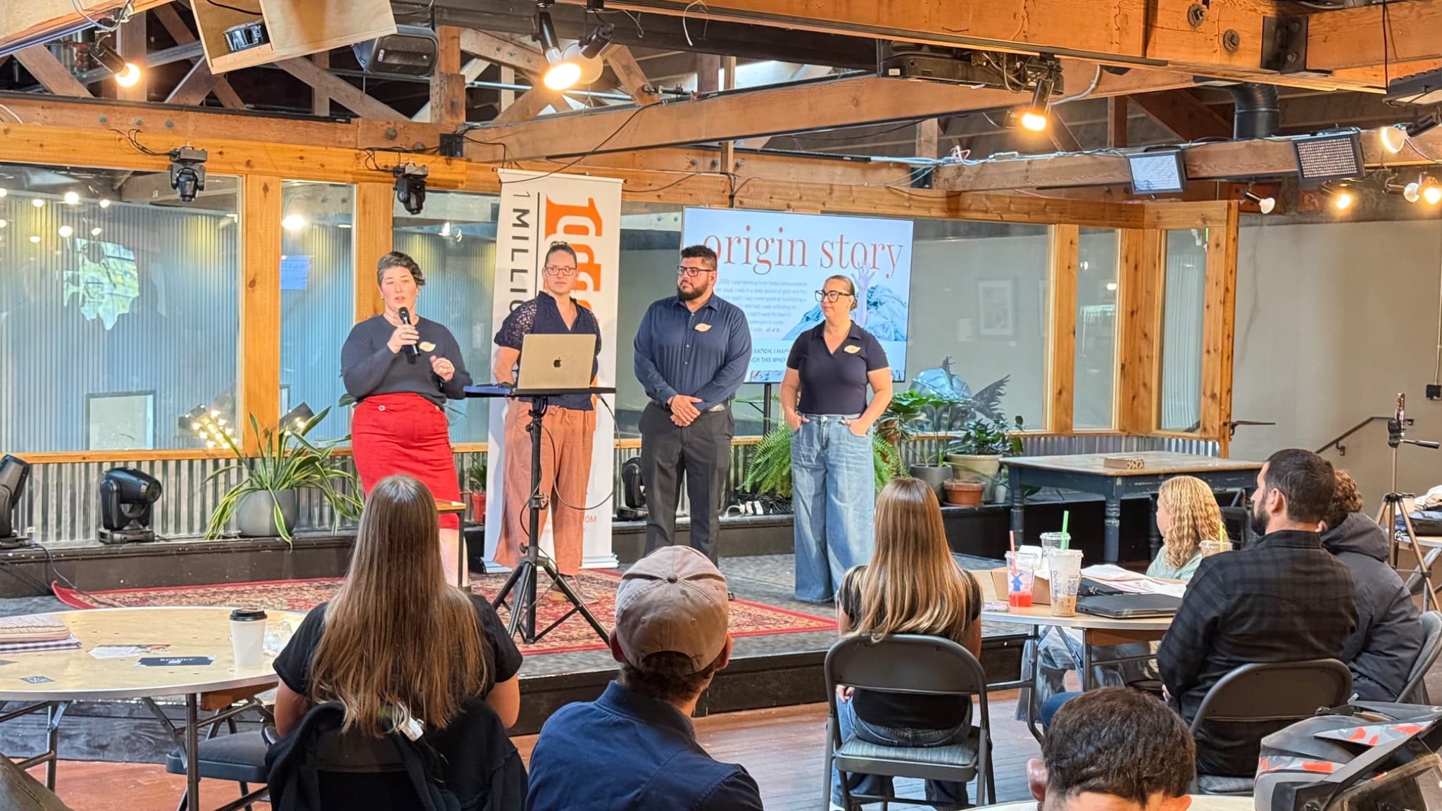 1 Million Cups: Becky, Angelica, Ellen and Andrew (Keeper) & Olivia (Sheek Studios) photo