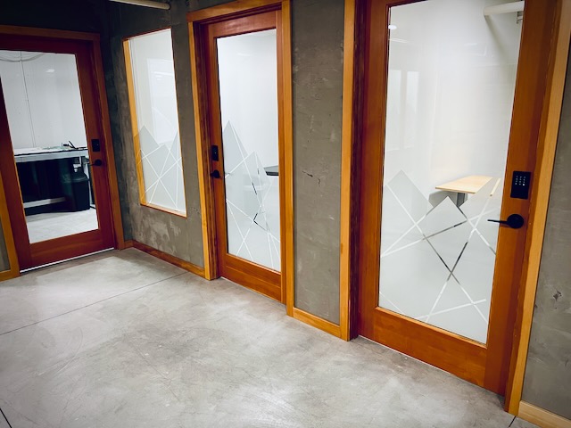 Frosted glass privacy doors
